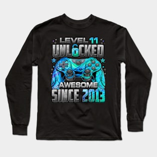 Level Unlocked Awesome Since 2013 11th Birthday Gaming Long Sleeve T-Shirt